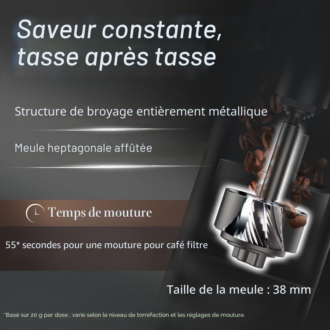 Moulin à café électrique A2 - Noir - Rechargeable - Sans fil - Moulin électrique portable - Pour l'extérieur - Démontage sans outil