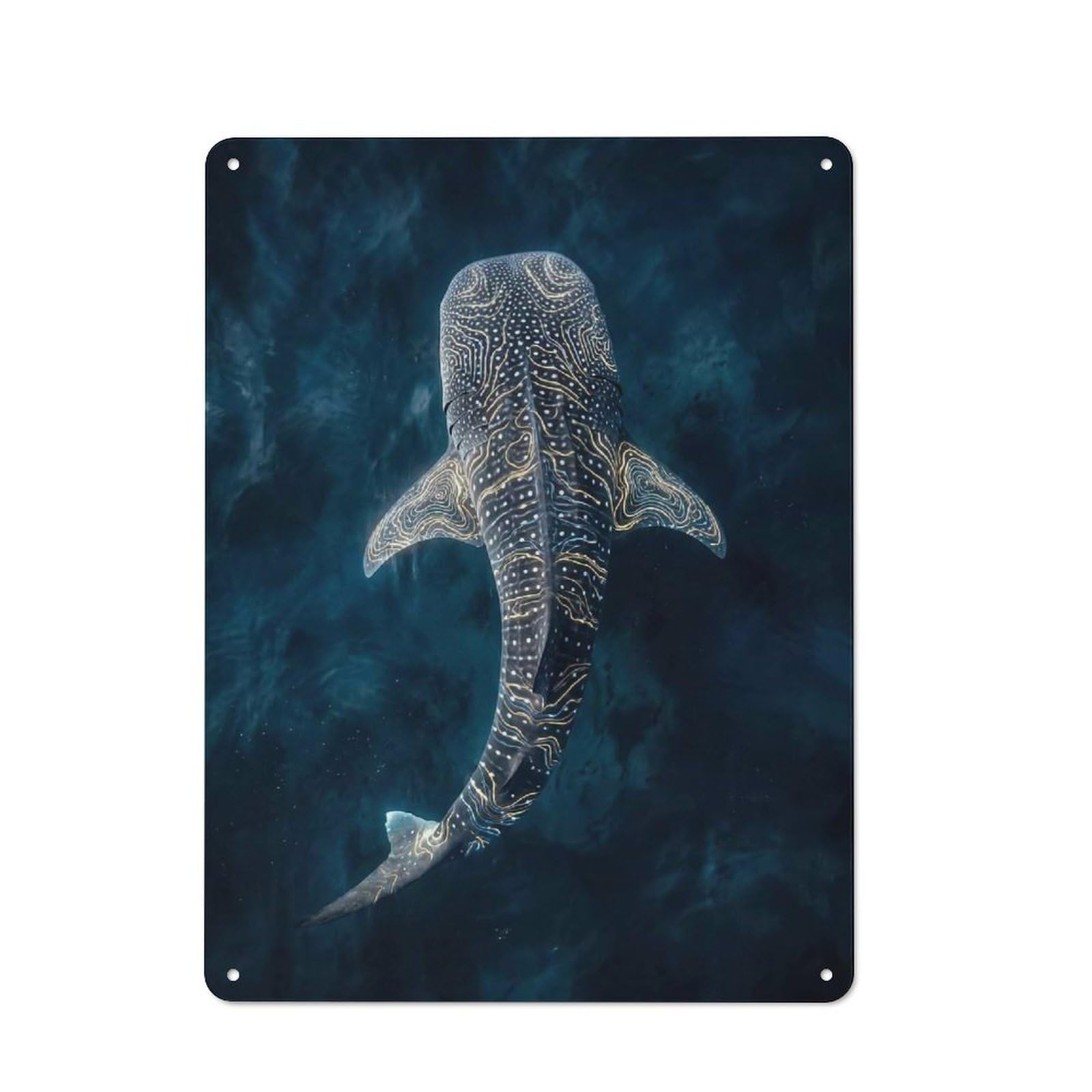 Junmoney Style-7 Metal Sign 40X30cm With Whale Shark In Deep Blue Water For Workshop Wall, Vintage Decor, For Vintage Wall Decor Fans, For Metal Sign Collectors