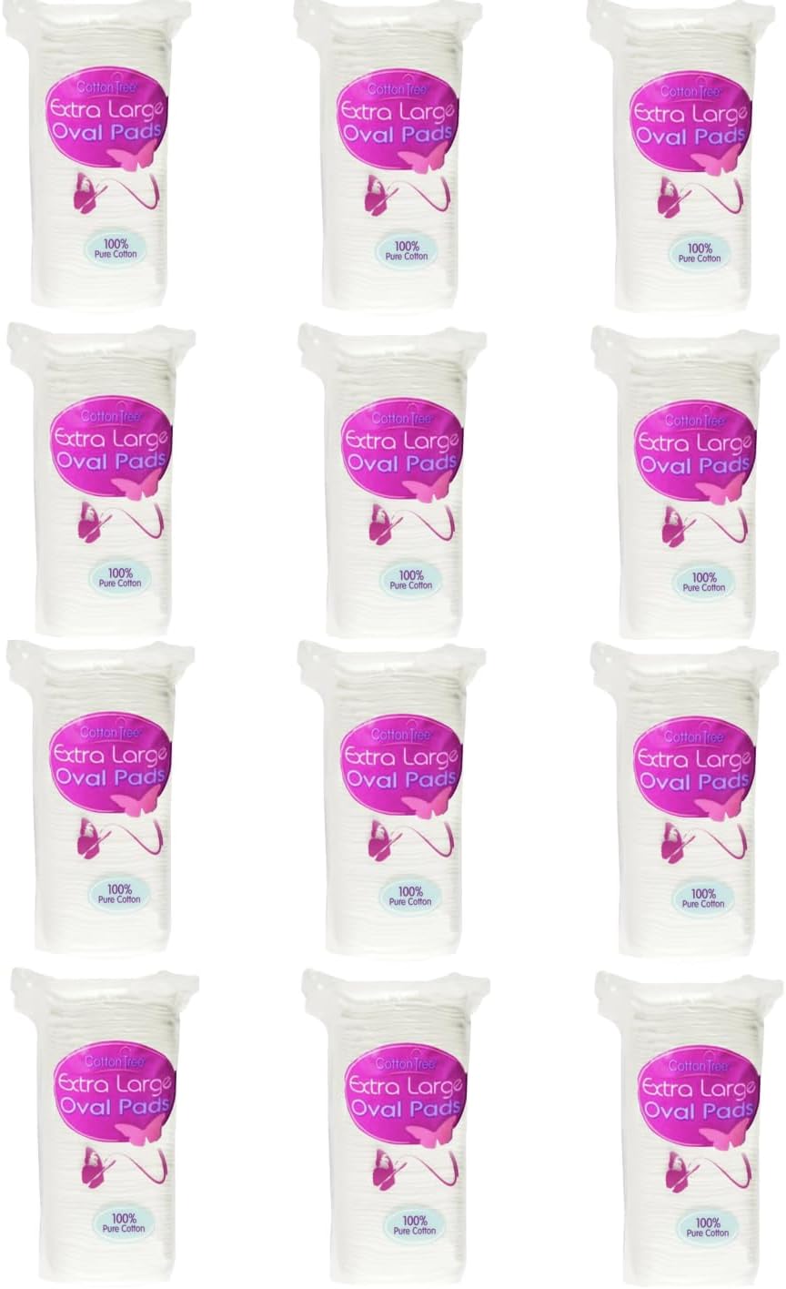 SKYTE® 60 x 12 Packs Oval Cotton Wool Pads 100% Pure Cotton Applying Creams & Lotions on Skin and Face, Great for Removing Makeup, Hypoallergenic Pads Facial Cotton Wool Pads Suitable for everyday Use