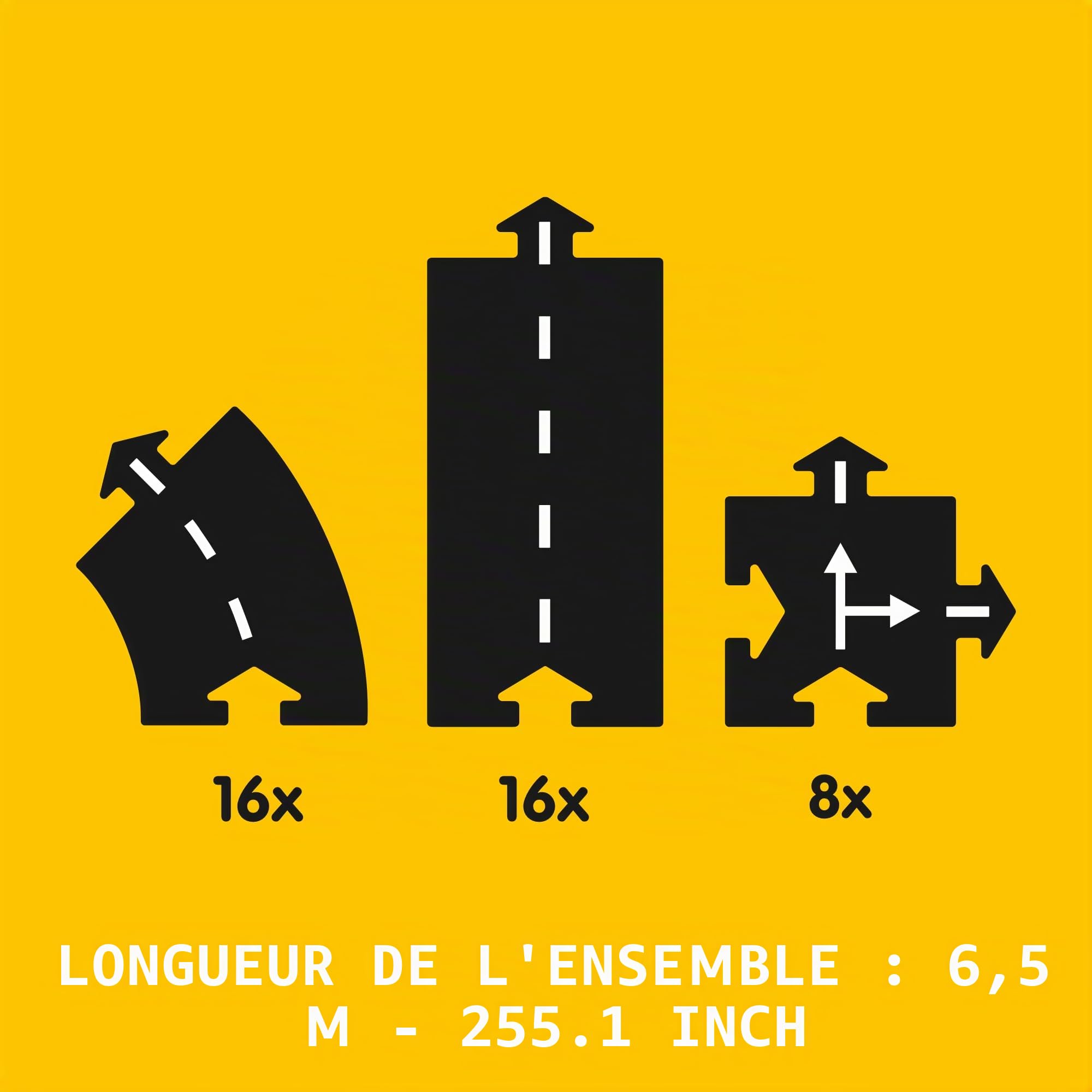 Waytoplay Circuit King of The Road de 40 pièces pour Petites Voitures - Circuit Flexible, indestructibe et étanche - Circuit de Voiture à Assembler de 6,48m - Made in Pays-Bas