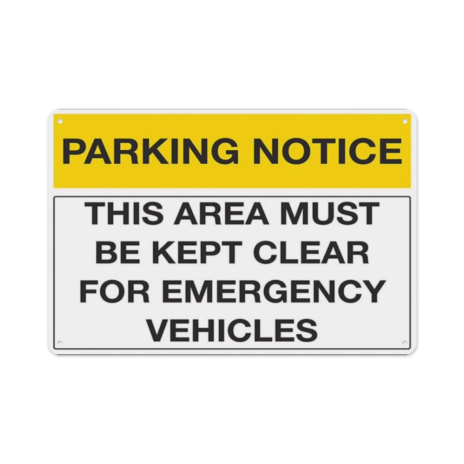 peiyeety Parking Notice - This Area Must Be Kept Clear For Emergency Vehicles Aluminum Tin Warning Signs For Home Outdoor Garden 8X12 Inches