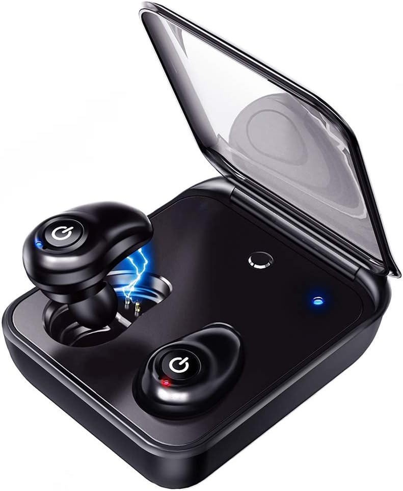 True Wireless Earbuds Bluetooth 5.0, Lastest Hi-Fi Stereo Sound Mini TWS Earphones Headphones, Dual Built-in Mic Auto Pairing Sport Headphones with 2000mAh Charging Case for iOS/Android