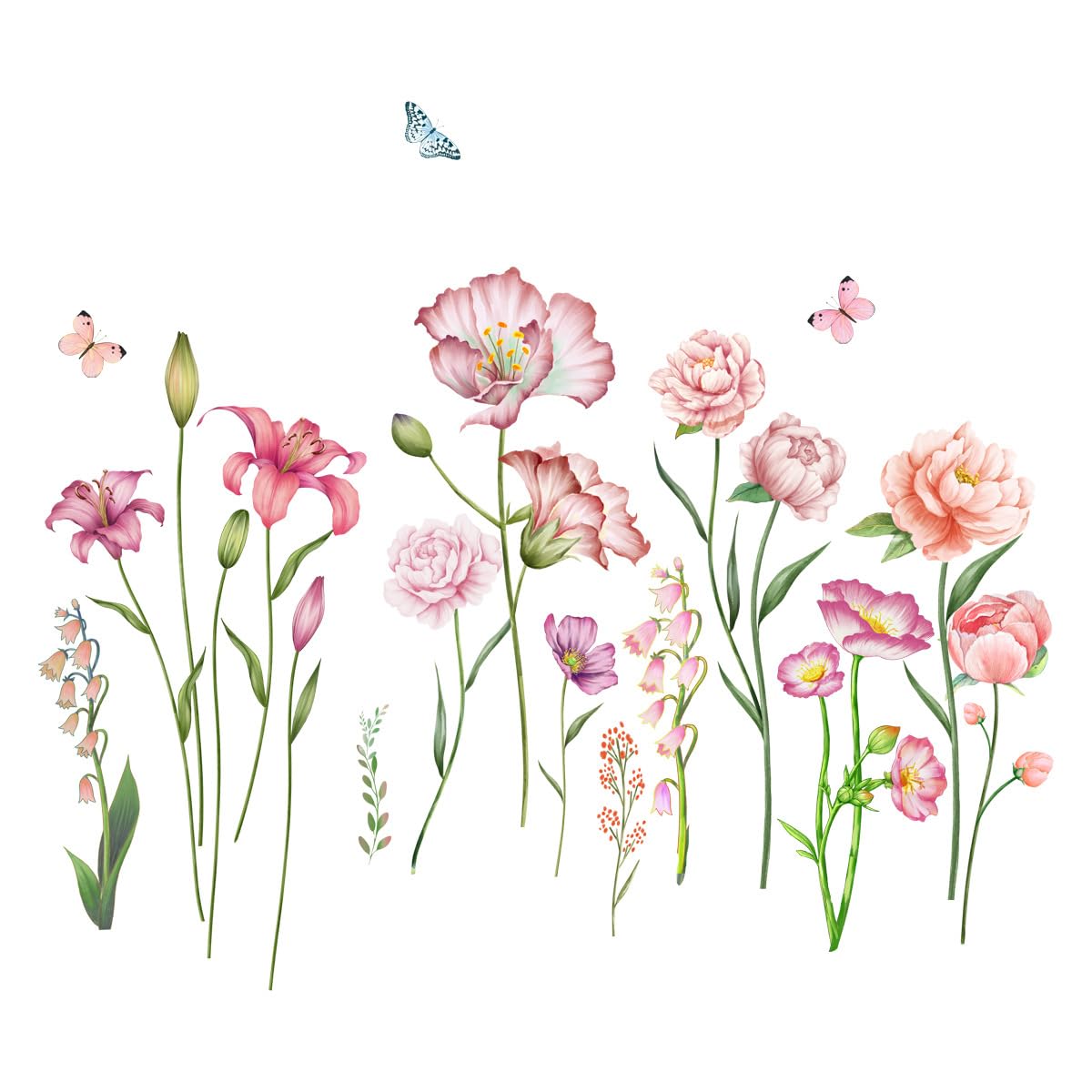 OUFEI Wall Stickers Floral Wallpaper Peel and Stick Pink Fresh Flowers Wall Decals for Living Room Girls Bedroom Baby Kids Nursery Wall Decoration - Image 3