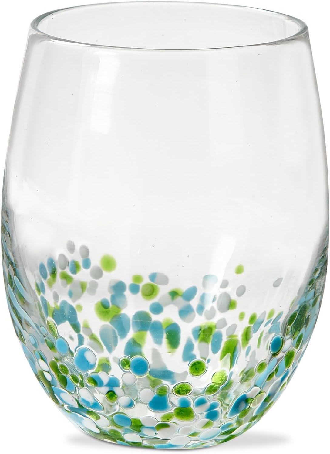 tag 16 oz. Pebble Glass Stemless Green Multi Dishwasher Safe Beverage Glassware Dinner Party Wedding Restaurant Green Multi