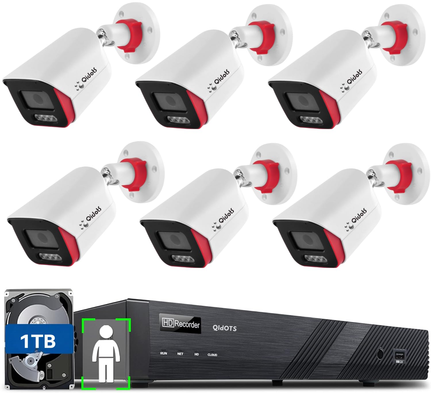 QIDOTS 6 Channel CCTV Combo Set 4K 8 MP IP Bullet Cameras with 8 Channel NVR 6pc Metal Body Bullet IP Camera ColourVu Dual Mode with 1TB Hard Disk with 8-Port POE Switch (B0CPBNP4F1) Amazon Price History, Amazon Price Tracker