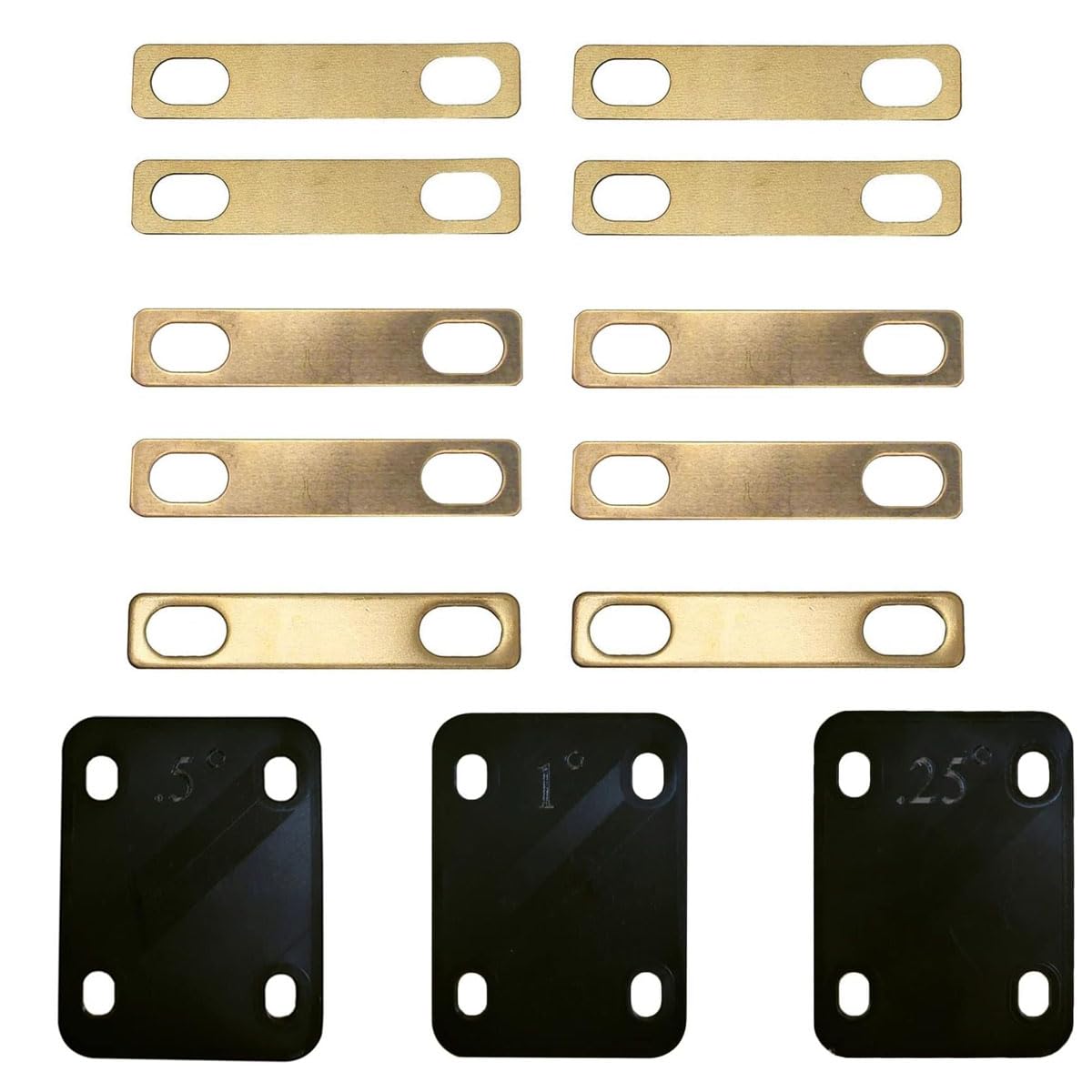 TUOREN Guitar Neck Shims 13Pcs Guitar Neck Gaskets,Brass 4Pcs 0.2mm,4Pcs 0.5mm and 2Pcs 1mm Thickness, 3Pcs 0.25°, 0.5°, and 1°Degree Nylon Gasket for Guitar and Bass Bolt-on Neck Repair