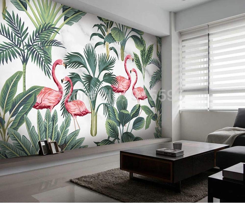 Papier peint flamant rose WLLLO pour salon sombre papier intissé 3D 350x245 cm
