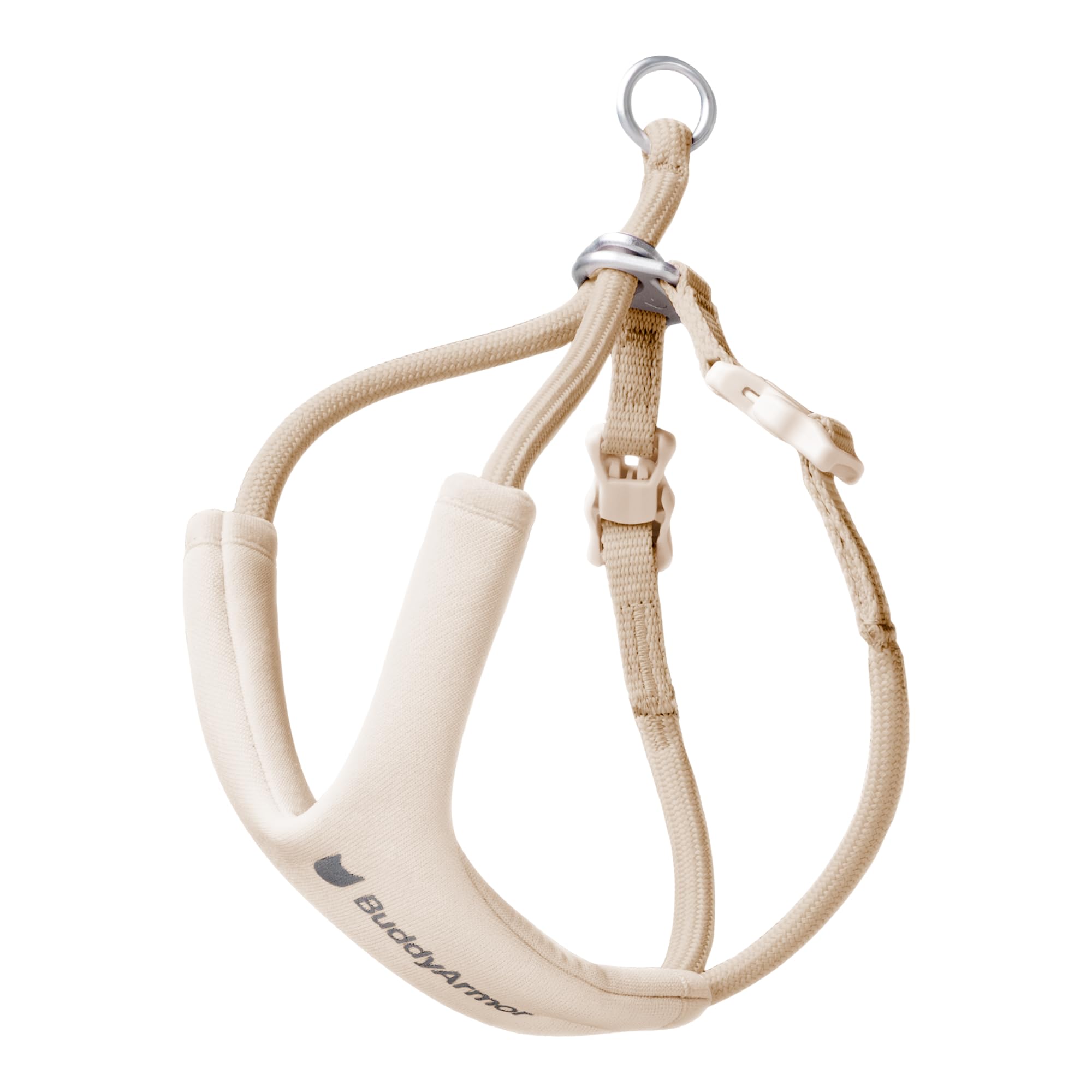 BuddyArmor Escape Proof Cat Harness, Y-Shape, Anti-Choke Cat Harness with Quick Release, Padded Chest Harness for Kittens and Cats, Adjustable, No Lead (Natural Colour, L)