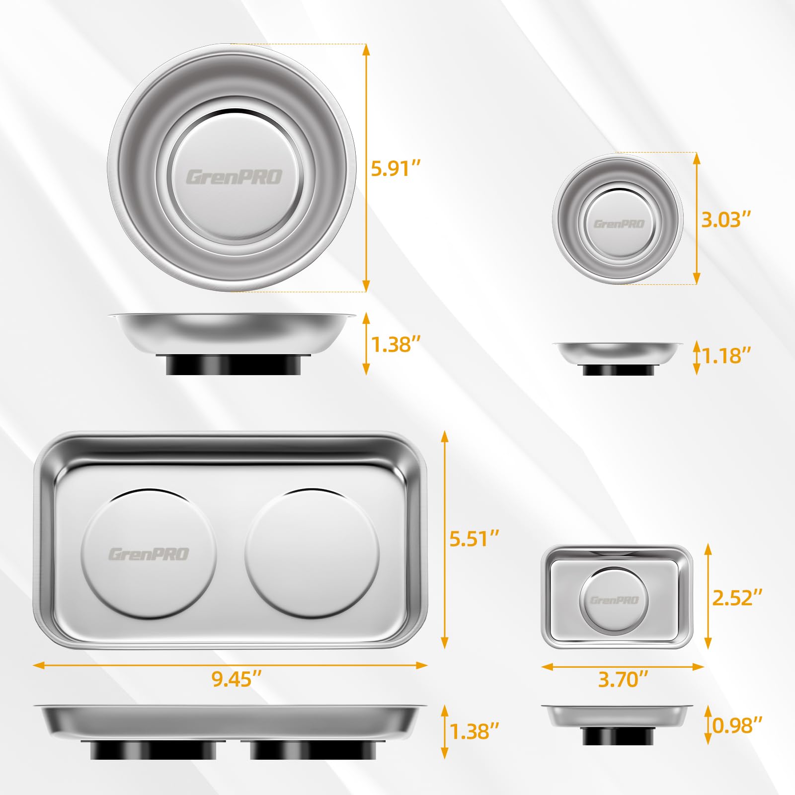 GRENPRO Magnetic Tool Trays - Keep Parts Organized -3 GRENPRO Magnetic Tool Trays - Keep Parts Organized -3