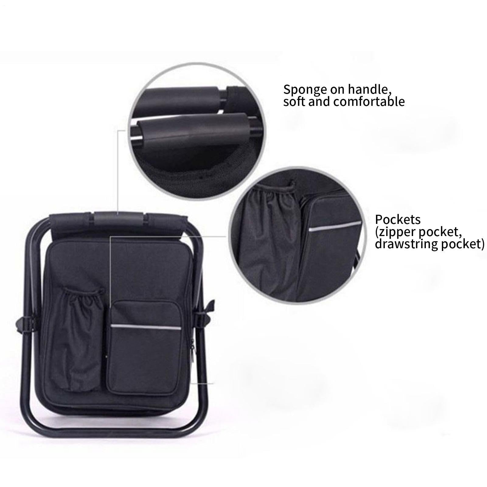 Sgabello Pieghevole Portatile Seduta Da Esterno Con Borsa Termica Isolante | Sedia da Pesca con Zaino Incluso Per All'Aperto In Giardino, Campeggio, Spiaggia, Viaggio, Pesca E Balcone