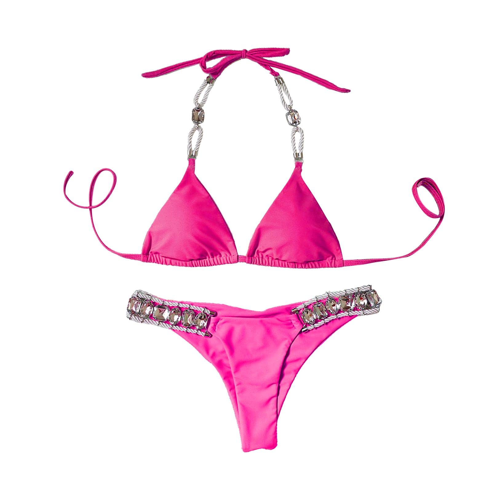 bnf Women Rhinestone Swimsuit Bra Thong Bikini Set Bathing Suit Swimwear Rose M | Clothing, Shoes & Accessories | Womens Clothing | Swimwear-picture-13