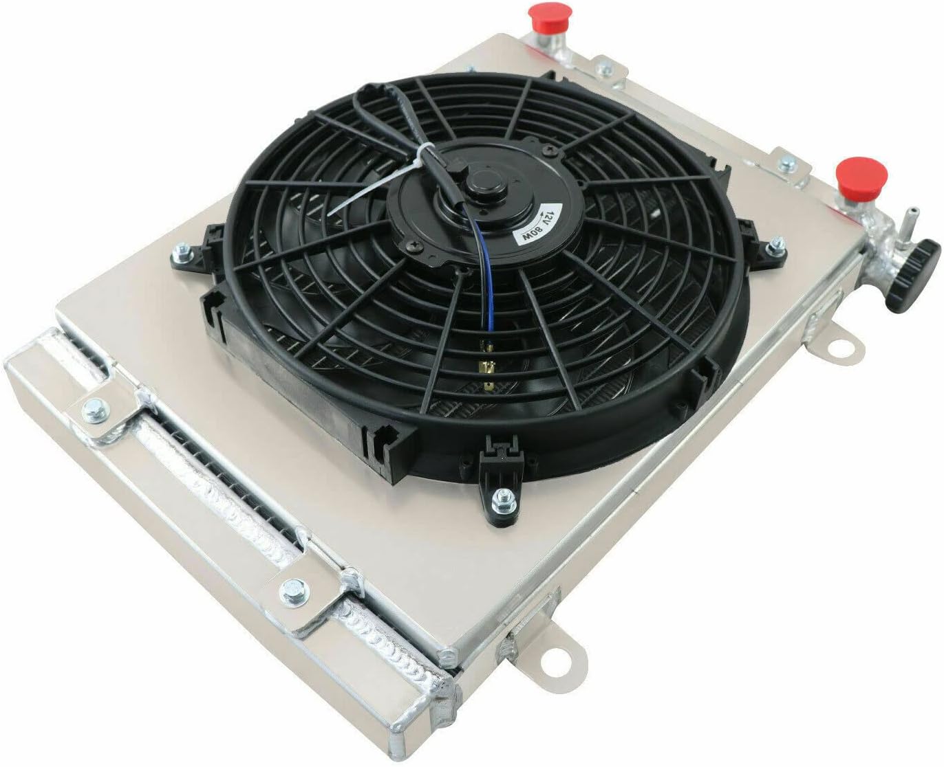 JCOOLINGBEST Aluminum Radiator for 2010-2013 Polaris Ranger 400 500 800 4x4/6x6 XP 800, 1 Row ATV Radiators Electric Fan Shroud Thermostat Kit Combo, 2011 2012