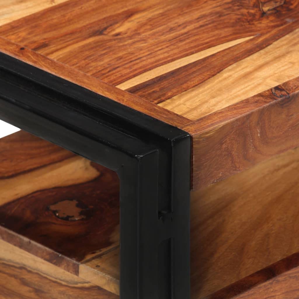 TV-Schrank Massivholz Akazie 120x30x40 cm mit 2 Schubladen und Ablage, Stabiler Stahlrahmen, modernes Sideboard für Wohnzimmer, Stauraum für Multimedia und Gaming Zubehör