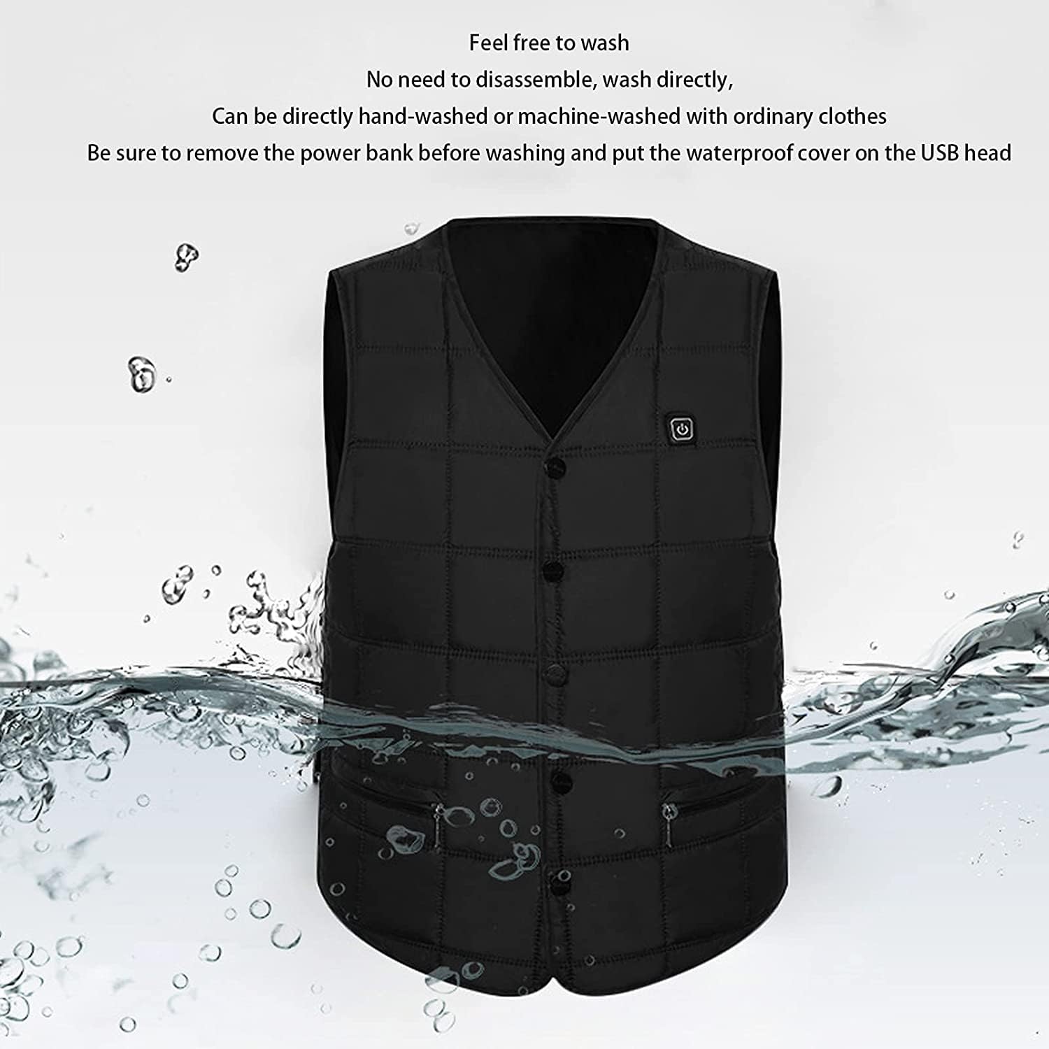 USB Charging Heated Jacket, Winter Heateing Clothes with 5 Heat Pads 3-level Heating for 10 Hours