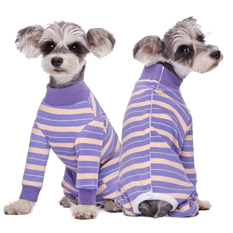 Image of Dog Surgery Recovery Suit for Small Dogs, 4-Legged Dog Onesie After Surgery with Back Snaps, Breathable Cotton Spay and Neuter Bodysuit for Female and Male Dogs