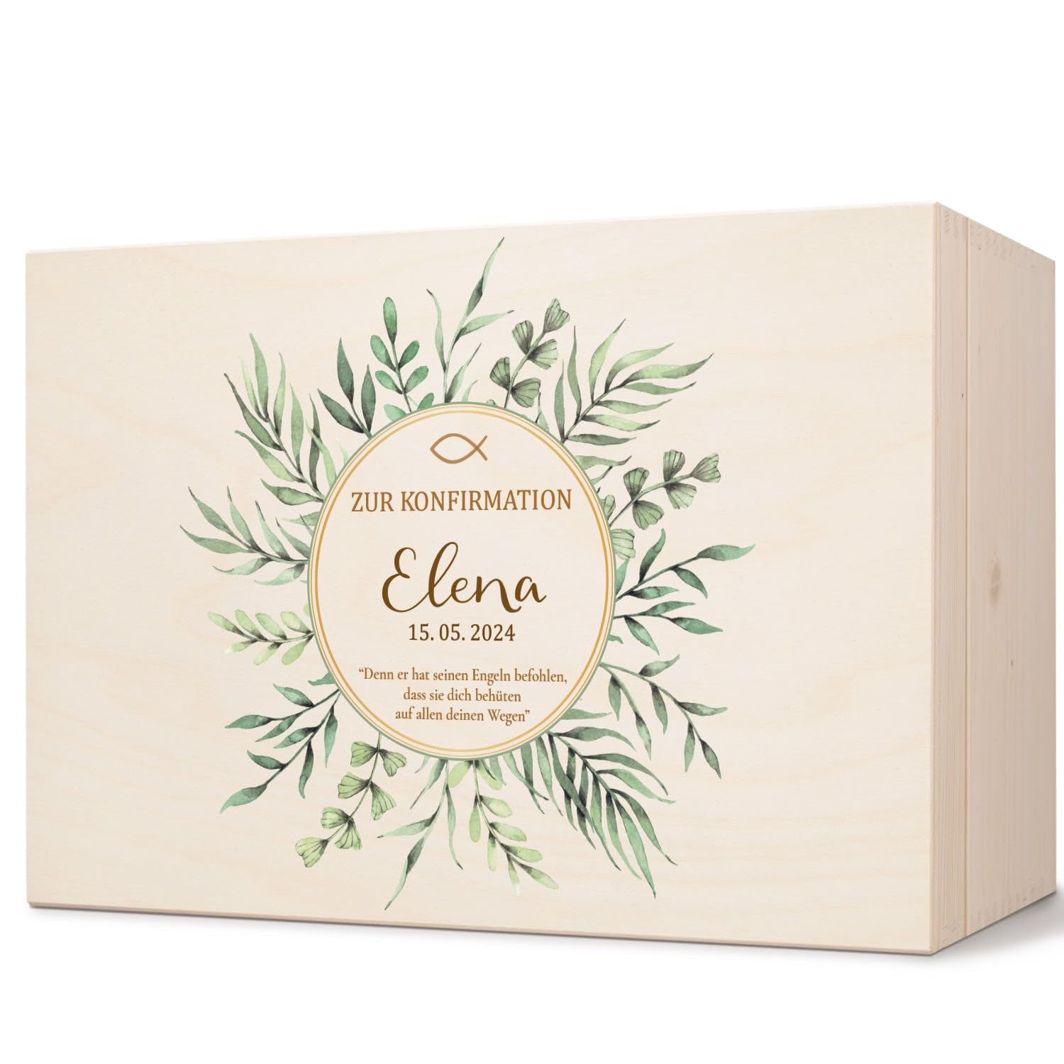 GRAVURZEILE Bedruckte Erinnerungskiste - Kreis - Personalisiert mit Name & Datum - Erinnerungsbox für Mädchen & Jungen - Geschenk zur Kommunion, Konfirmation & Taufe - Erinnerungsbox