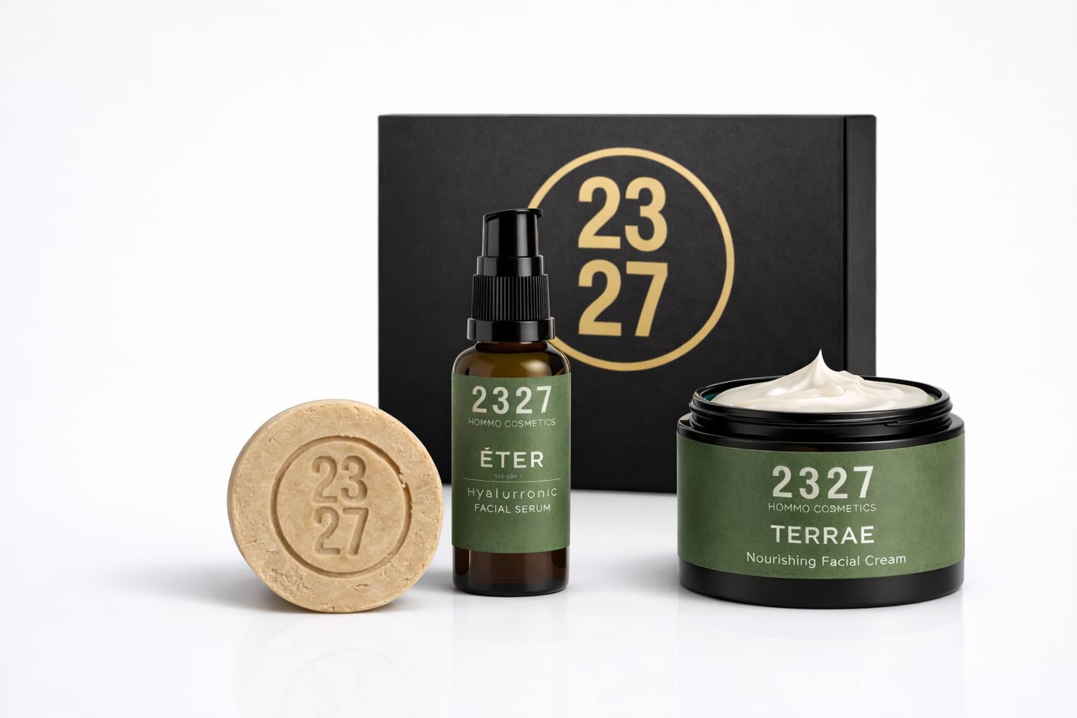 Kit Cuidado Facial Hombre | Rutina Facial Botánica 3 Pasos | Limpiador Facial + Sérum y Crema con Ácido Hialurónico | Hidratación Profunda y Sin Brillos | ELEMENTVM | 2327