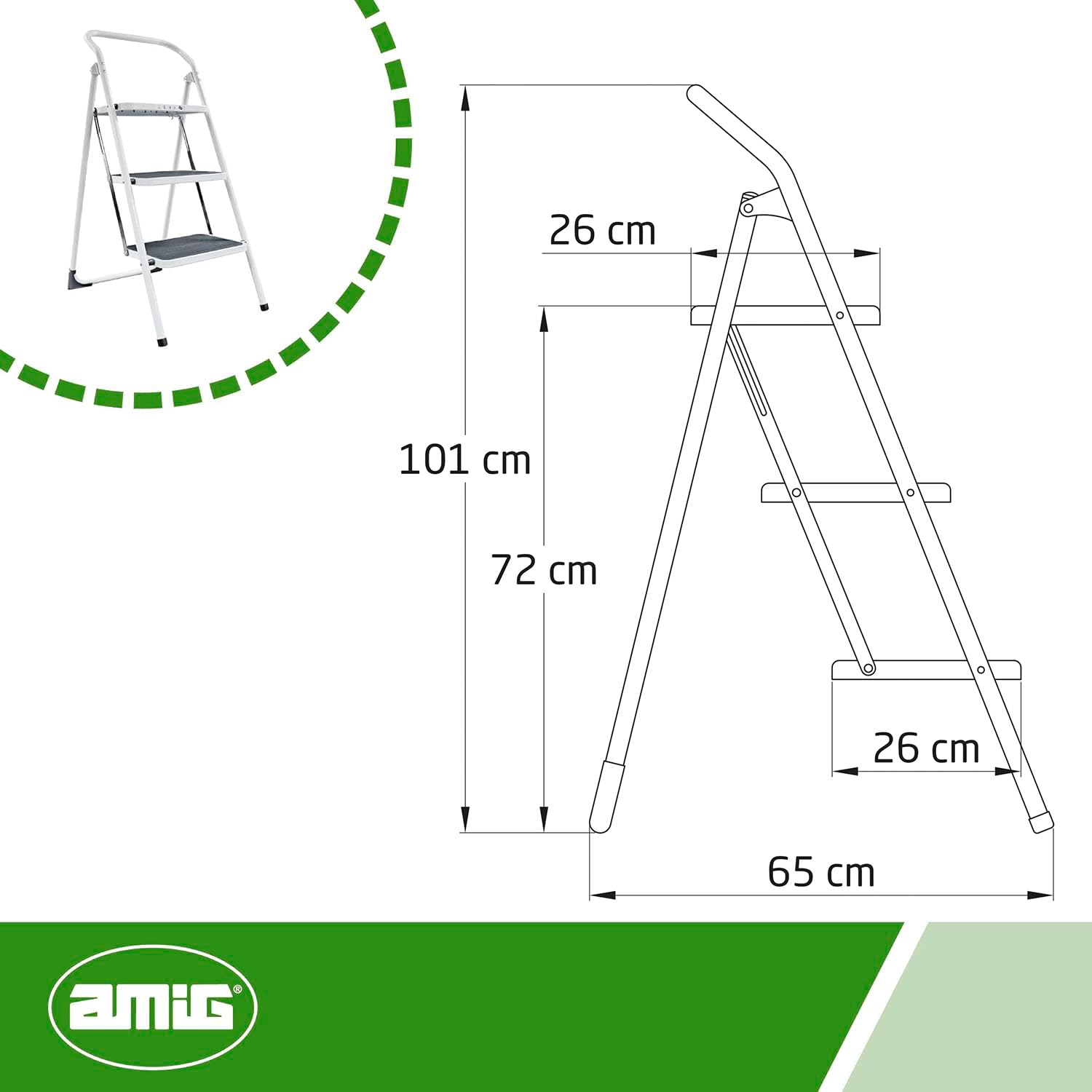 AMIG Stołek, biały, 103 cm