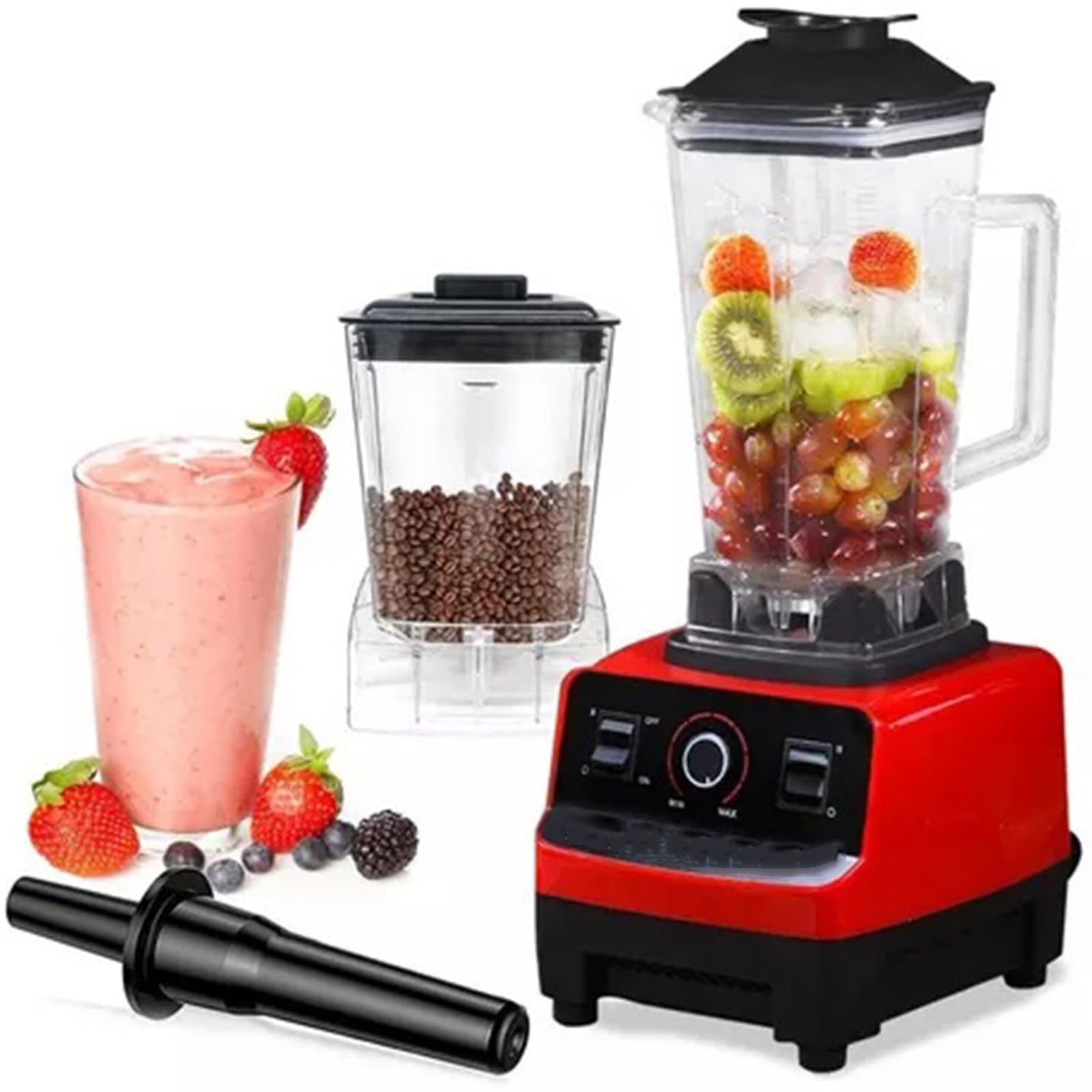 Frullatore da banco Professionale da 4500 W, 1 Volume, 8 l, 15 velocità, con 6 Lame in Acciaio Inox per frullati e Smoothie, con Contenitore da 70 Once e 2 Tazze Senza BPA