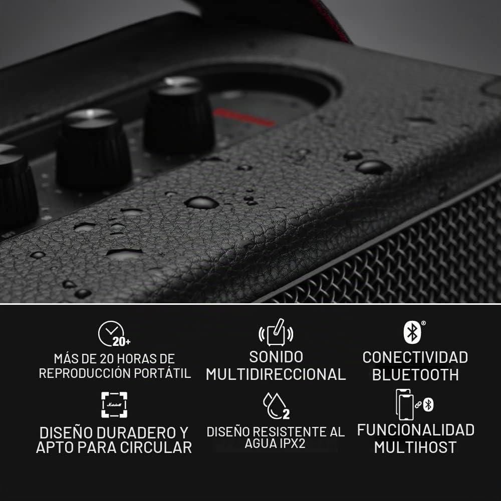 Marshall Altavoz portátil Bluetooth impermeable Kilburn II IPX2 - Negro