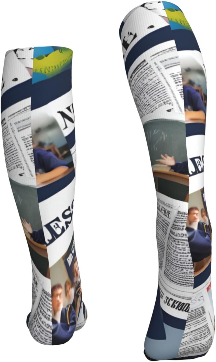 School Newspaper In English Print Compression Running Socks For Men And Women Athletic Socks For Everyday Use Socks