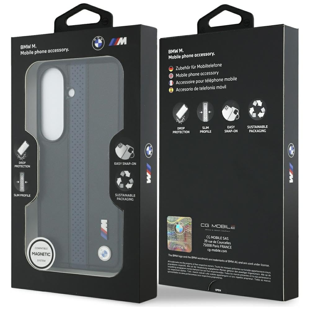 CG MOBILE BMW perforowane paski logo kompatybilne z MagSafe etui do iPhone Samsung Galaxy S26 (niebieskie)