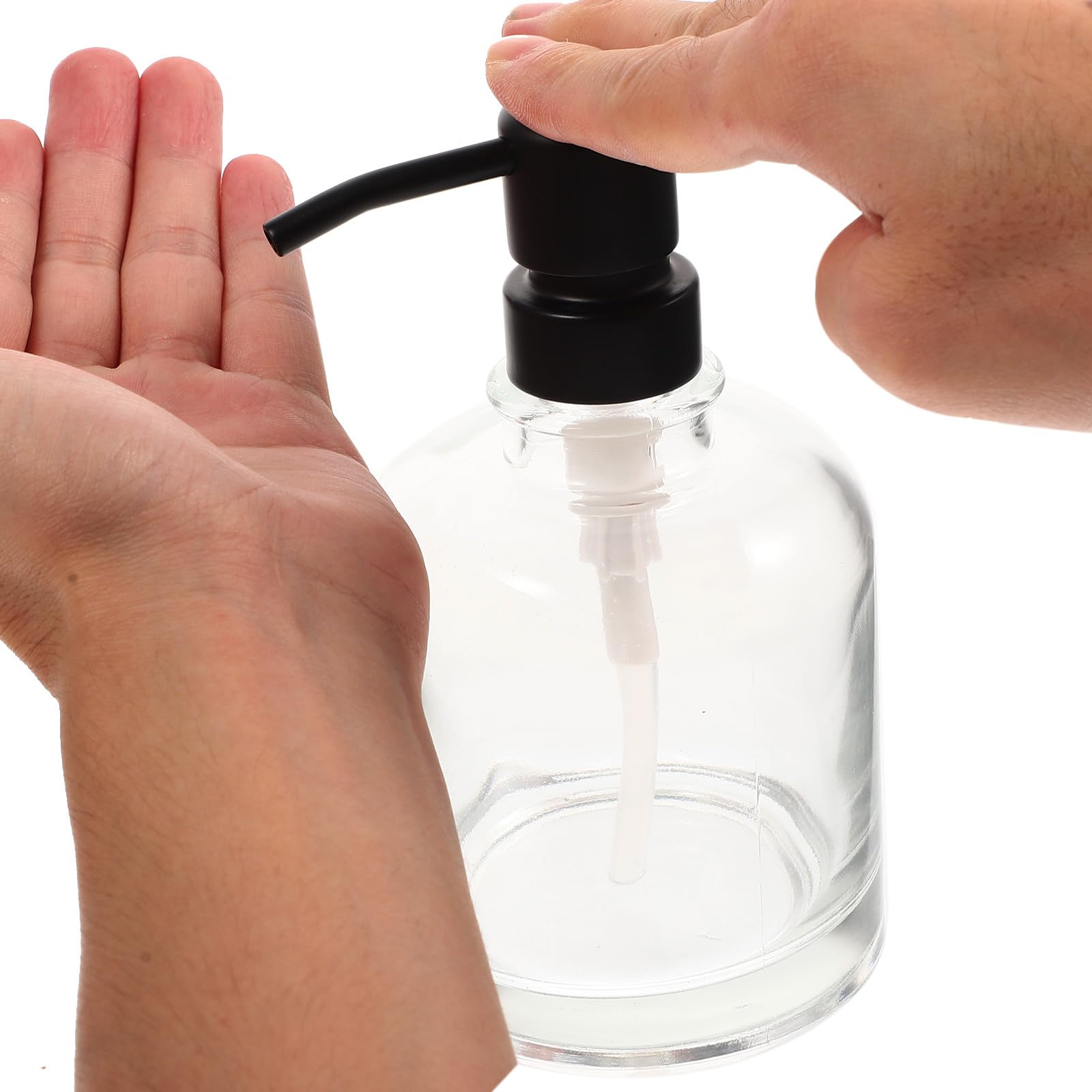 2 Stück Nachfüllbarer Seifenspender aus Glas mit Rostfreier Pumpe 12 Unzen Wiederverwendbar Modisches Einfaches Design für Büro und Toilette