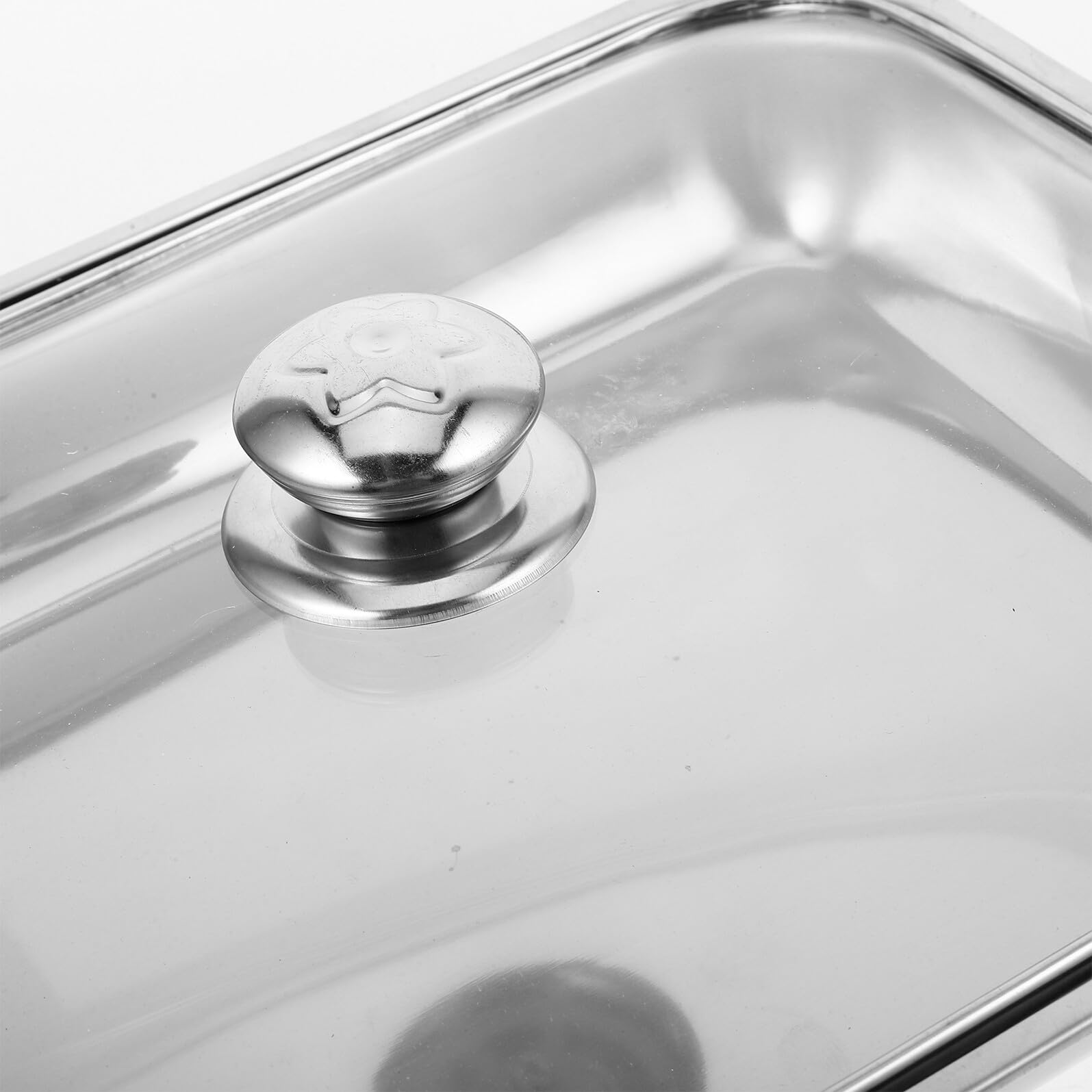 Scaldavivande rettangolare isolato per catering ed eventi all'aperto, in acciaio inox, con coperchio in vetro, piedini rimovibili, grande capacità e design robusto