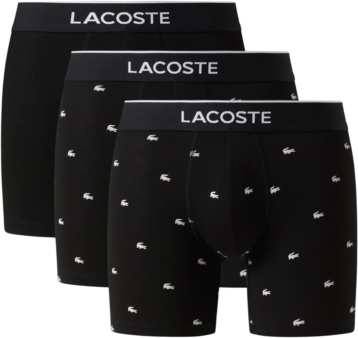 Lacoste mens Cotton Stretch Mini Croc Print Boxer Briefs, 3-pack (Amazon Exclusives)