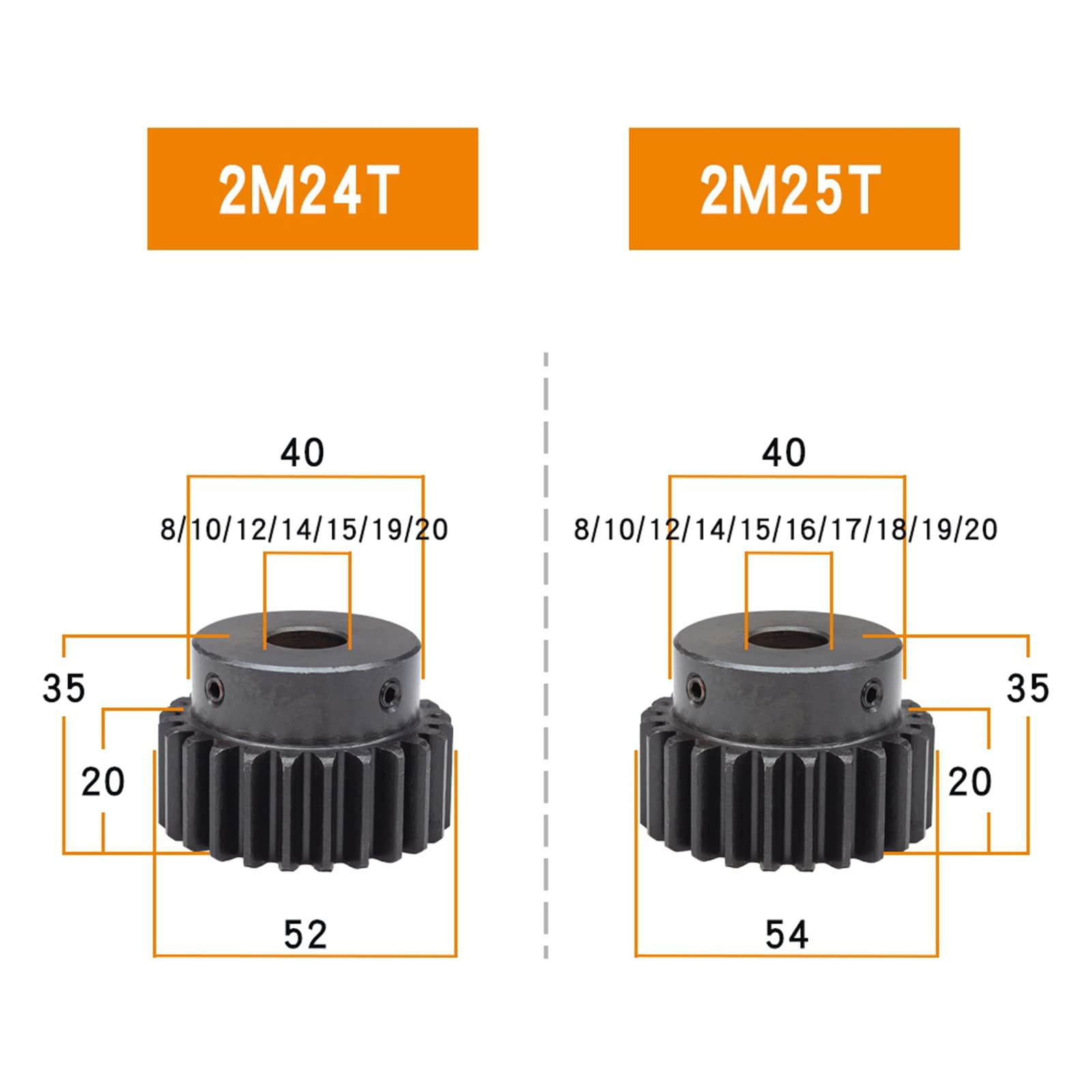 tandwiel, 1pc 1 module 25 tanden koolstofstaal met getrapt platform, krachtoverbrenging tandwielen for tandheugels, 1 module 25 tanden (kleur: 1 module 25 tanden, maat: boring 8 mm) (Color : 1 Modu