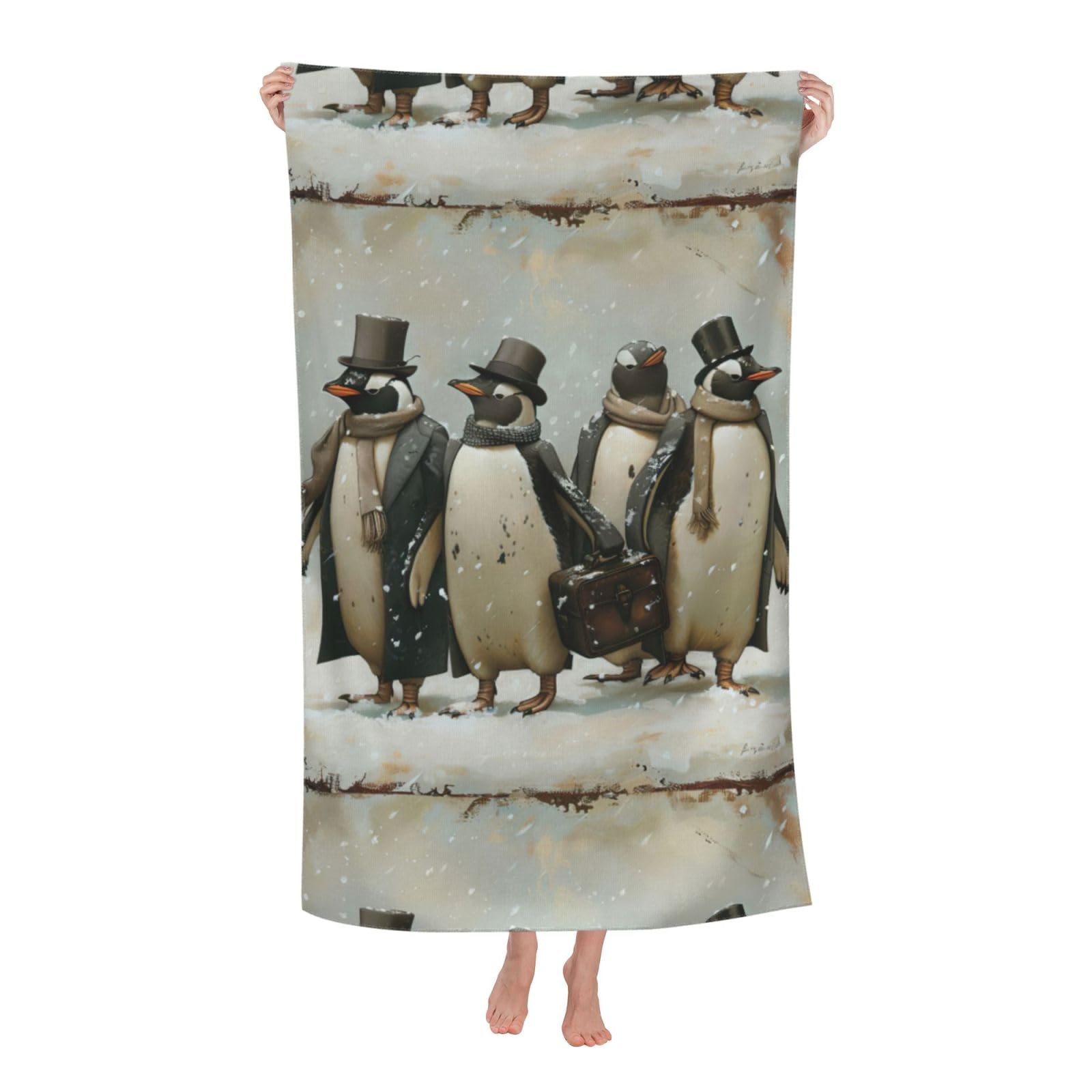 Cbaaghh Penguin Print Adult Beach Towels,Beach & Pool Towel,Beach Towels,Towels For Camping