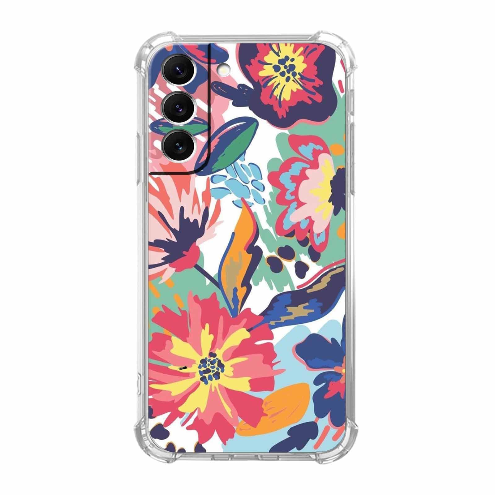 malegaon Watercolor Flower Painting Case for Samsung Galaxy S23,Aesthetic Soft TPU Full Cover for Galaxy S23