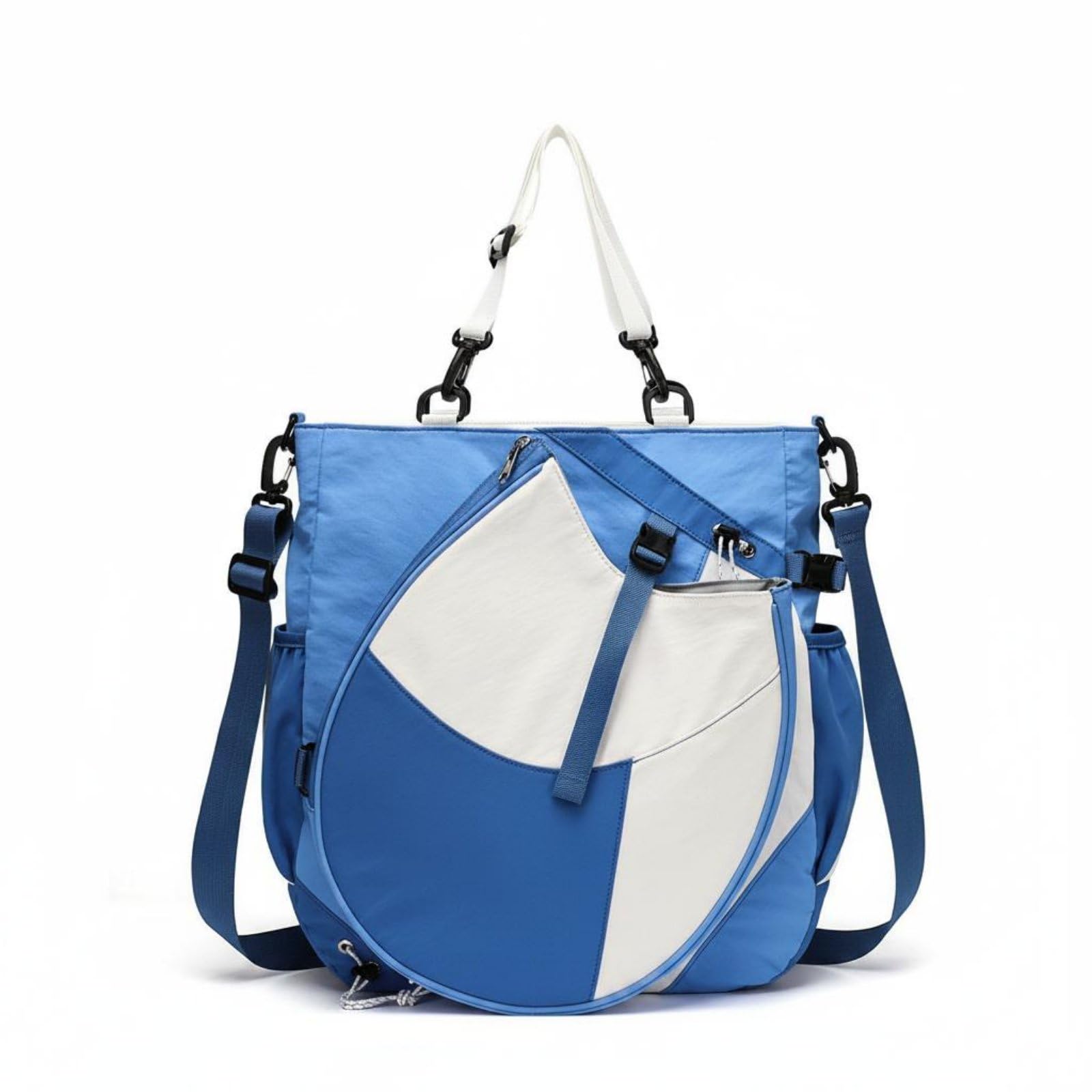Badminton Racket Bag Large Capacity Hand Carry Sports Duffle for Women, Men, Gym, Blue White | Home Improvement &-image-25