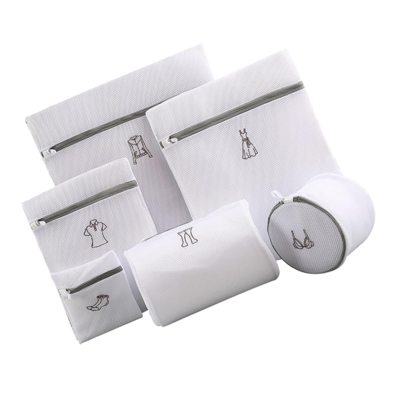 Filet de lavage pour t-shirts en polyester blanc résistant de 6 pièces