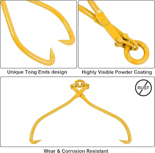 Miniatura 3 de BotaBay Pinzas de elevación de troncos mejoradas, pinzas de elevación de troncos de madera de 16 pulgadas, pinza de madera resistente para levantar