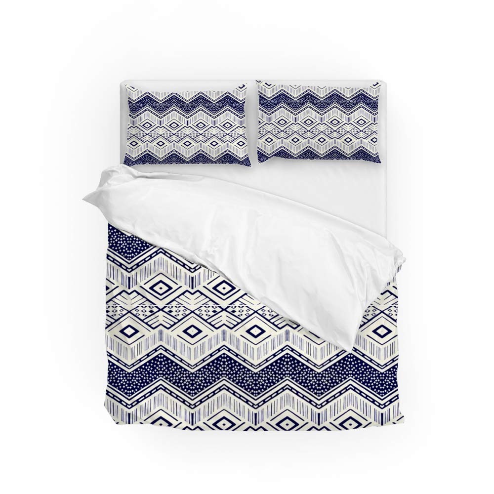 Housse de couette motif folklorique lit jumeau anti-plis en polyester 3 pièces