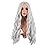 MapofBeauty 28 Inch/70 cm Long Wavy Middle Part with No Bangs Synthetic Fiber Curly Fashion Women Party Cosplay Wig (Silver)