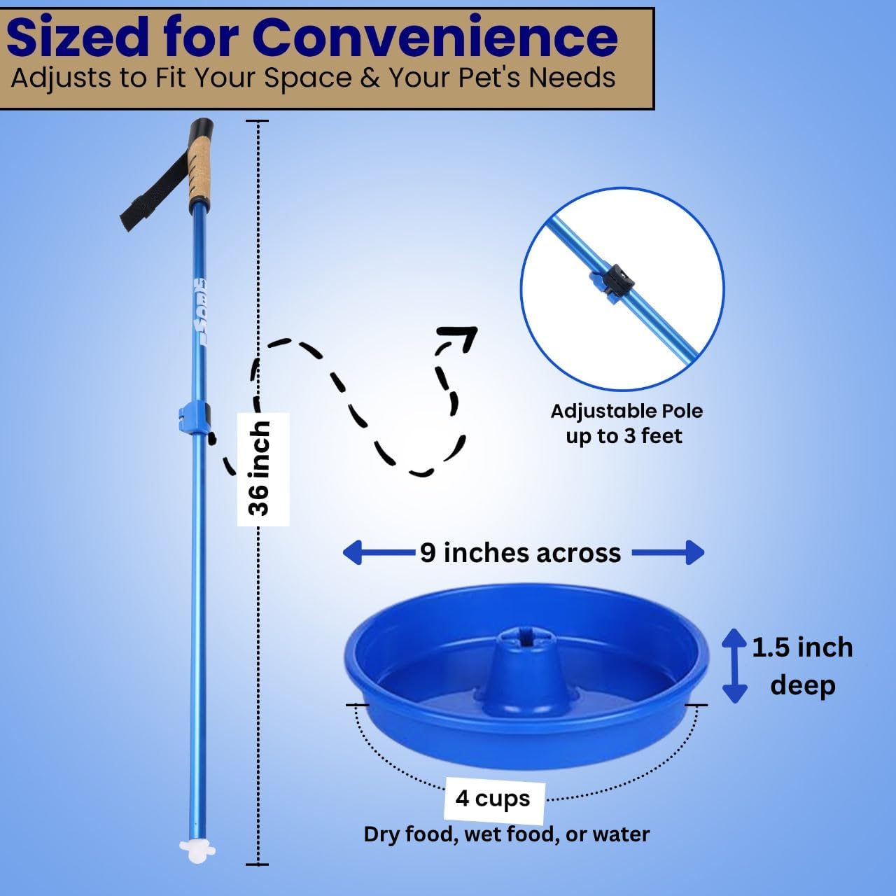 UpBowl™ No Bend Pet Bowl Kit – Pole & 2 Bowls | Easy Lift, Fill & Place Dog or Cat Bowls Without Bending