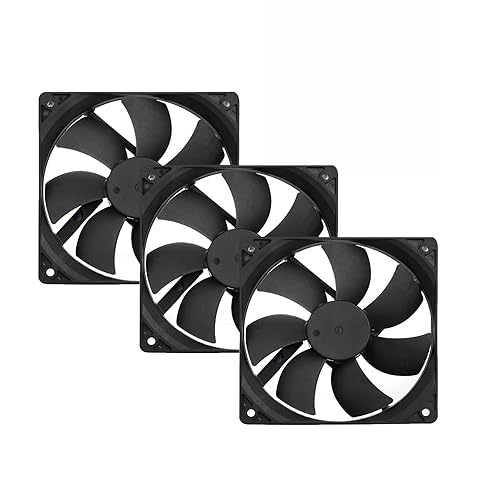 Paquete de 3 ventiladores de carcasa de PC de 4.724 in y 12 V, ventilador PWM cuadrado de 4 pines y 4 cables con 800-2200 RPM, 40-75 CFM para