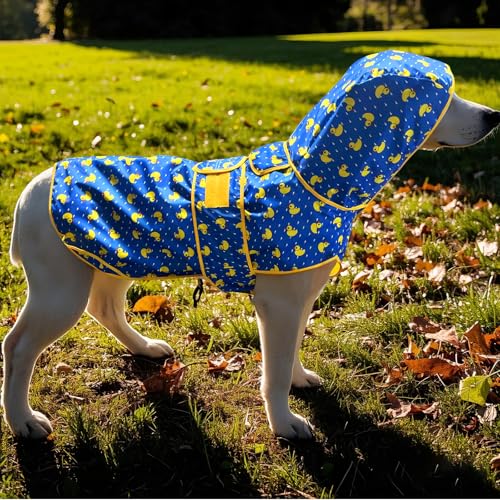 Regenmantel Hund wasserdicht - Beidseitig Tragbar Wasserdichter Hundemantel mit Kapuze und Reflektoren für trockene,sichere Gassigänge, den Hundespielplatz und den Urlaub mit Hund (M - Gelb)