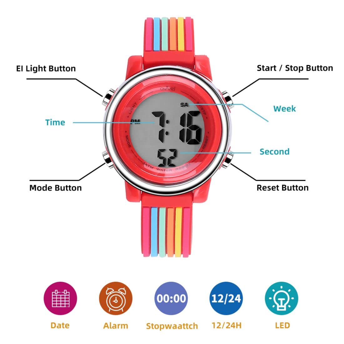 Niñas reloj - Hermoso y lindo niños de dibujos animados reloj digital con profesor maestro maestro