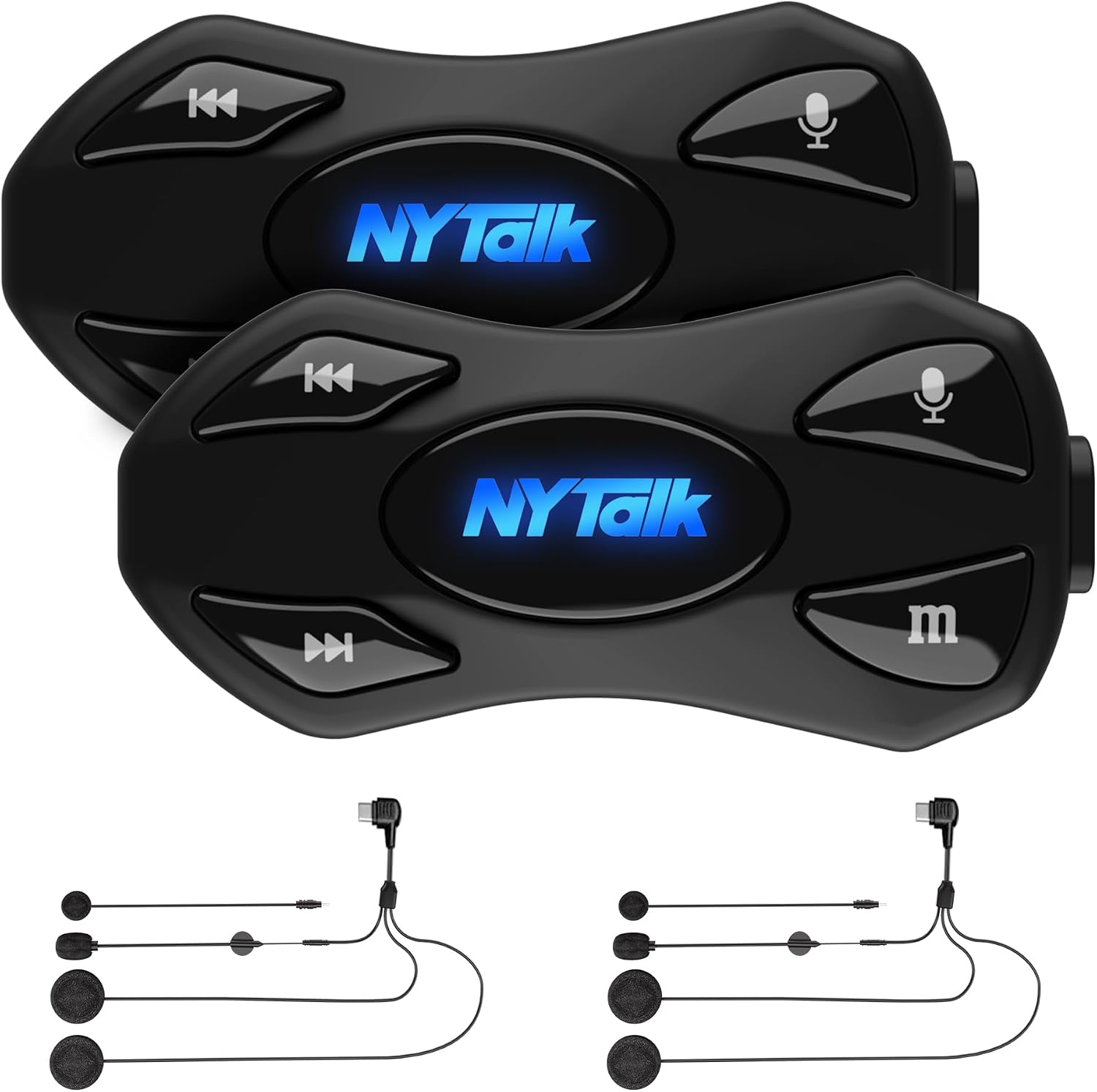 NYTALK N2 intercom unit attached to a motorcycle helmet.