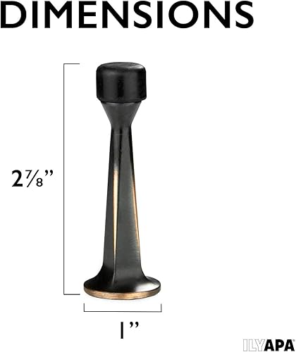 Miniatura 3 de Ilyapa Topes sólidos para puerta, paquete de 10 topes de puerta sólidos tradicionales de 2 pulgadas, bronce aceitado con parachoques de goma, topes