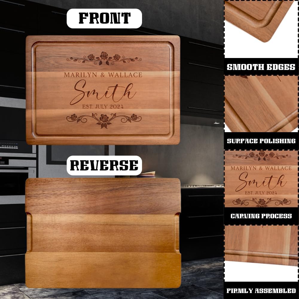 Personalized Cutting Board, Custom Engraved Wood Charcuterie Board - Best Present for Wedding, Bridal Shower, Engagement, Anniversary, Housewarming-11x7.9", 13x9", 15x10.2"