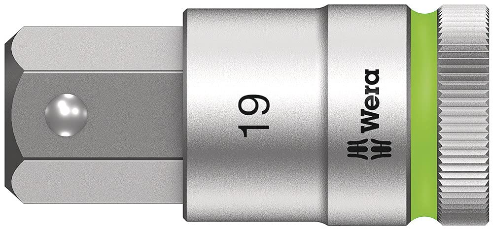 Wera 1/2 in Drive Bit Socket, Hex Bit, 19mm, 60 mm Overall Length
