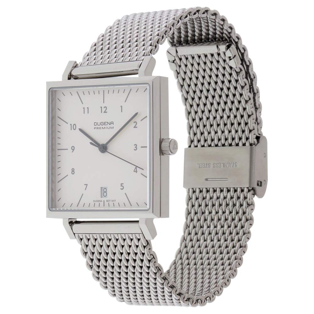 Dugena Unisex Quarz-Armbanduhr, Saphirglas, Lederarmband, Dessau Carrée