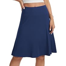 VIISHOW Womens Knee Length Skirt High Waisted Stretchy A-Line Skater Skirt Soft Knit Modest Casual Skirts for Daily Wear