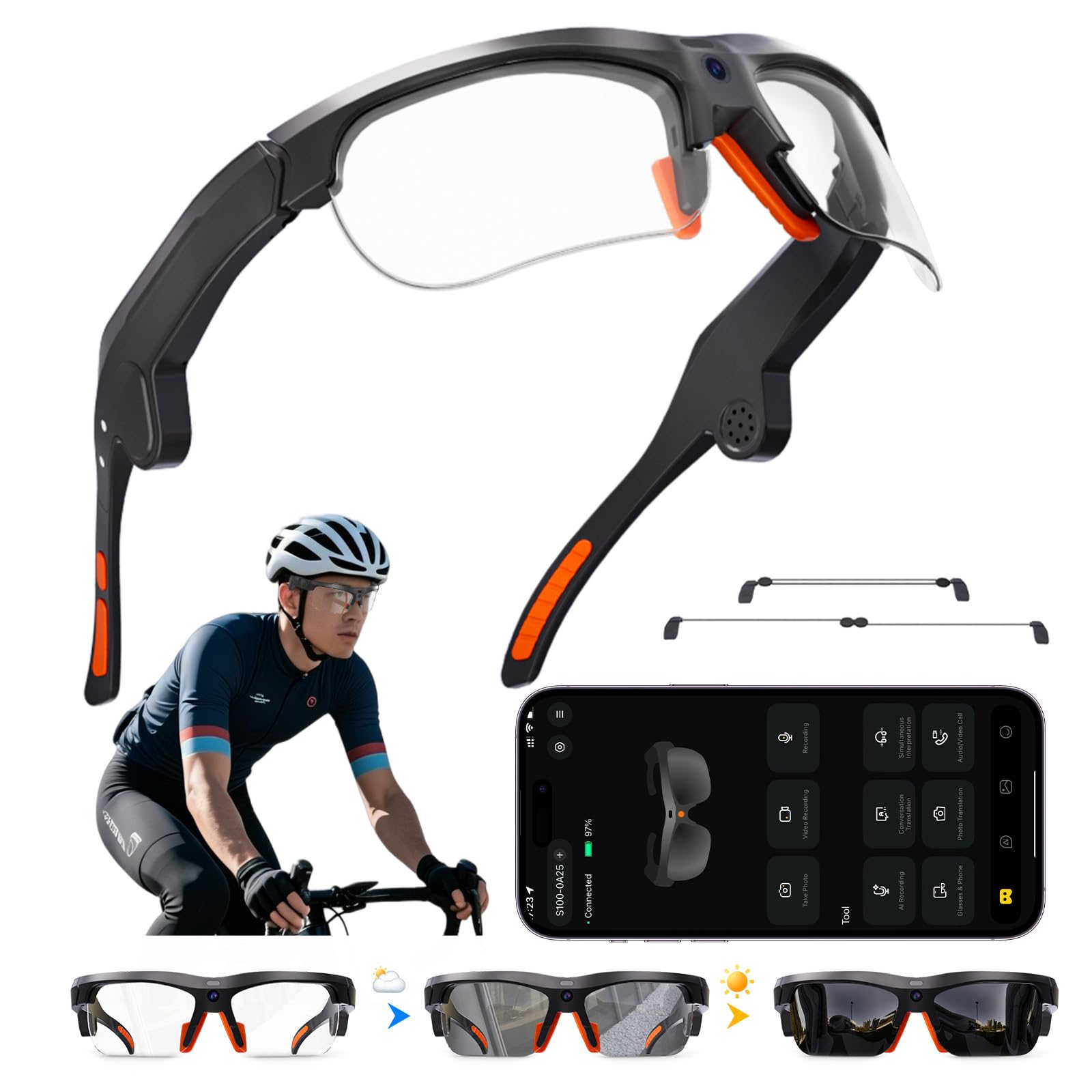 Photo 1 of AI Smart Glasses - 2026 Upgrade with 20MP Camera, AI Voice Assistant, AI Translation; EIS Anti-Bluetooth Audio Sunglasses, Camera Glasses for Cycling and Activities Men and Women,Photochromic Lens