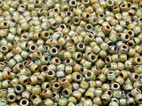 8/0 Matubo - 0.35oz (10g) (About 300 Pcs), Czech Glass Seed Beads 3.1mm Color: Aquamarine Travertine Dark