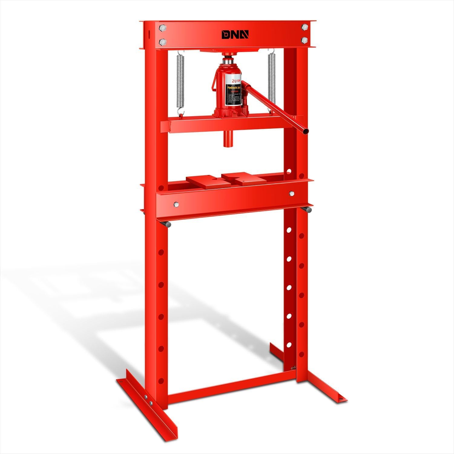 DNA Motoring Hydraulic 6 Ton Heavy Duty H-Frame Garage Floor Adjustable Shop Press with Plates for Bending, Straightening, Installing Bearings & U-Joints, 13200 lbs, TOOLS-00683
